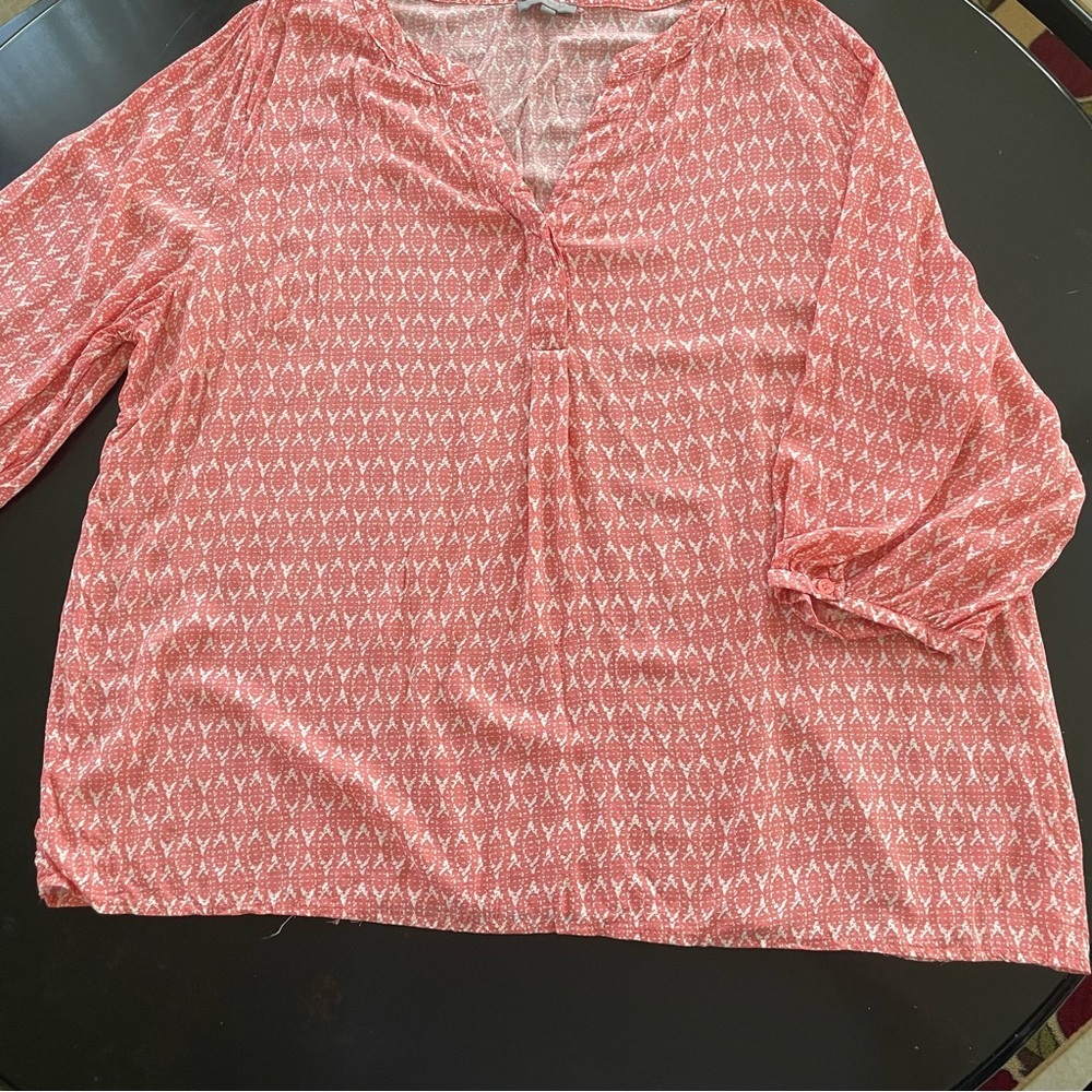 Saint Tropez West Salmon and White Patterned Tunic in 2X